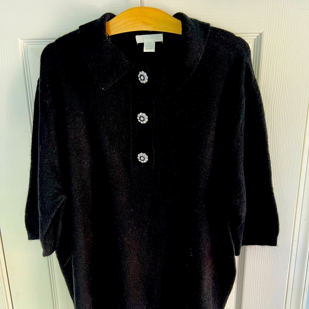 H&M Oversized Polo Sweater with Rhinestone Buttons. Worn only once.